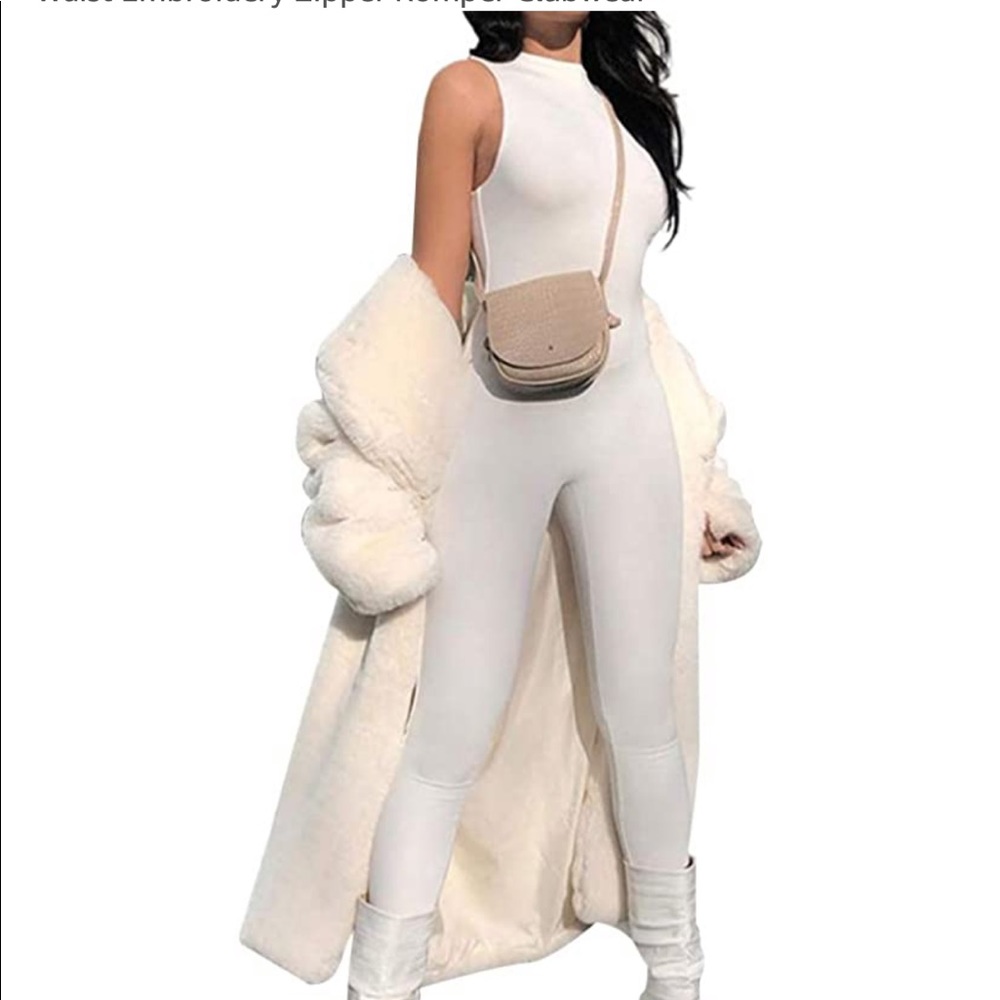 White bodycon jumpsuit - Picture 2 of 2